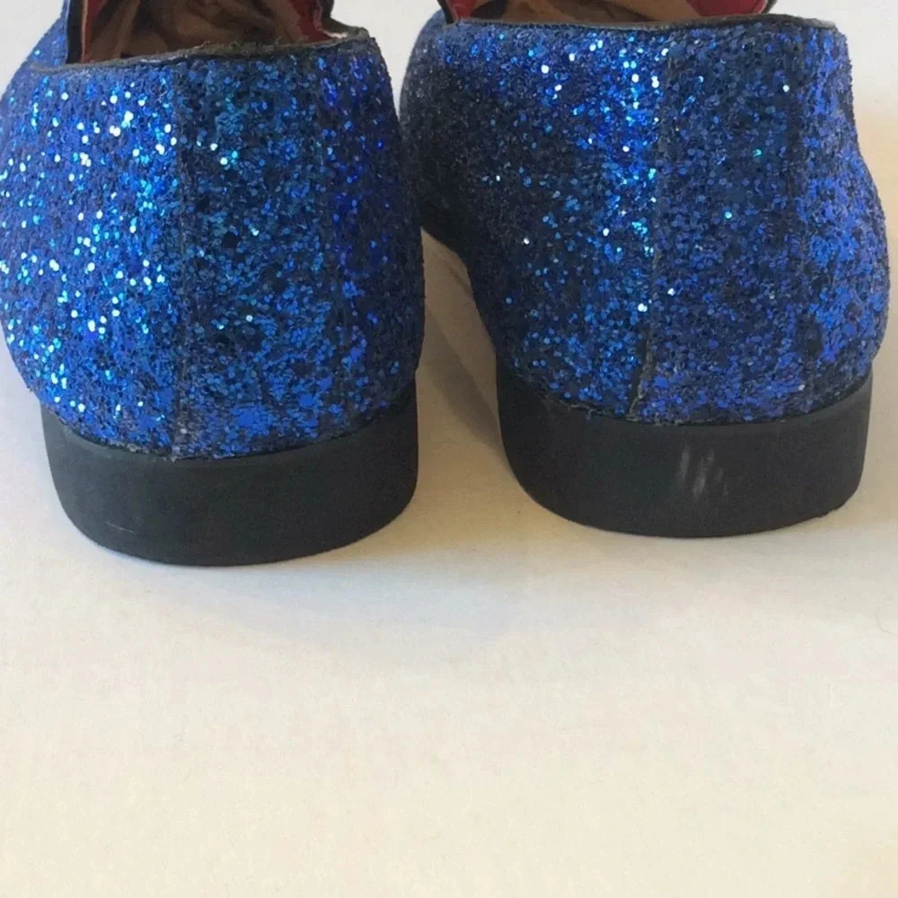 💎 Blue Glitter Loafers Gold Tassels Size US8 Euro41 - Picture 5 of 11